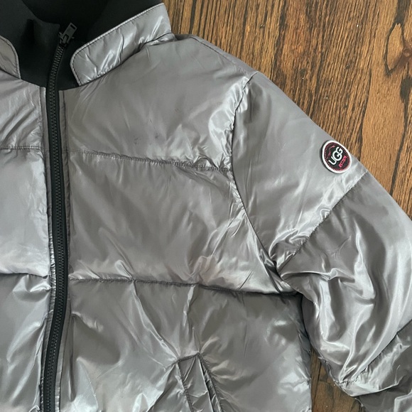UGG Izzie Metallic Dark Gray Puffer Jacket in Gunmetal - Size XL - Picture 3 of 11